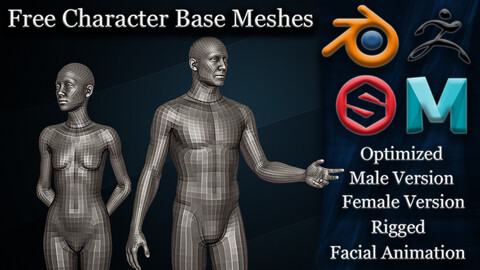 Free Humanoid Base meshes (Male/Female) - (Rigged - Body+Facial)