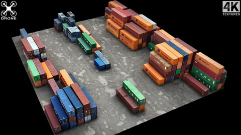 cargo containers terrain random set drone scan