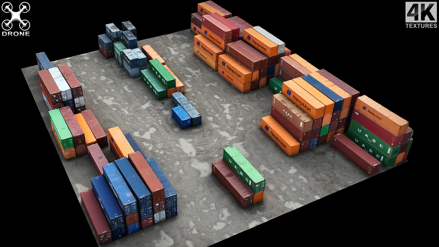 ArtStation - cargo containers terrain random set drone scan | Resources