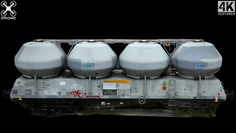 cement train industrial cargo drone scan