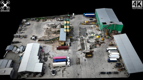 factory terrain industrial construction-site drone scan