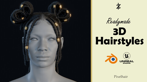 PixelHair Hairstyle - Dreads 013 (Hair for blender/ unreal engine / metahuman) Afro hair | Kinky hair | 4c Hair | African / African American Hair