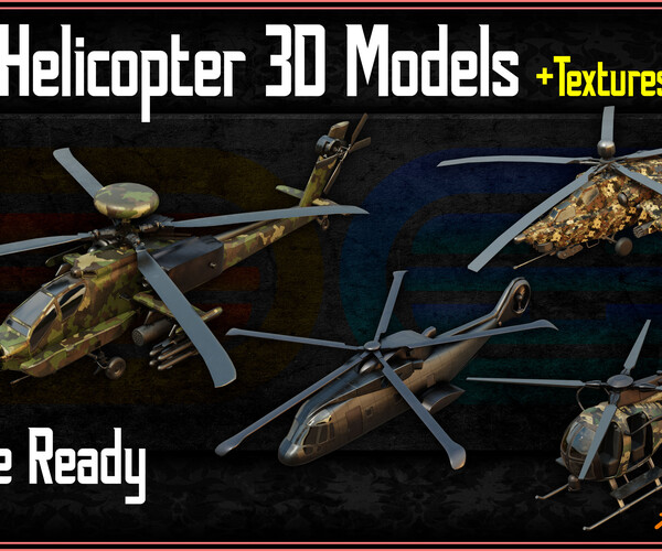 Artstation 20 Helicopter 3d Models With Textures Game Ready Vol 2 Game Assets