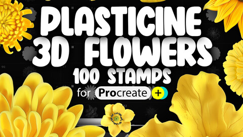 100 Procreate 3D Plasticine Flowers Stamp Brushes | Procreate Plasticine Stamps | Procreate Floral Stamps | Procreate Wild Flowers Stamps | Procreate Dual Color Stamp Brushes | Procreate Realistic Flowers Stamps Brushes