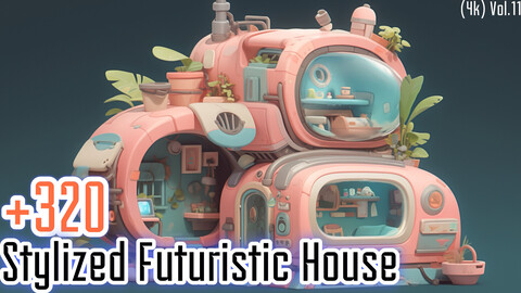 +320 Stylized Futuristic House Concept (4k)