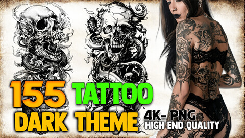 155 Dark Theme Tattoo (PNG Files)-4K- High Quality