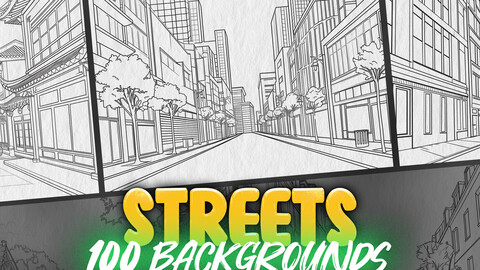 100 Procreate Streets Stamps | Procreate Streets Backgrounds | Procreate City Streets View Sketches | Procreate Parkway Stamps | Procreate Village Streets Backgrounds | Procreate City Comic Book Manga Background Stamps Brushes