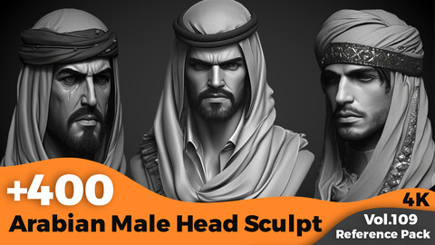 +400 Arabian Male Head Sculpt References(4k)