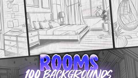 100 Procreate Rooms Backgrounds Stamps | Procreate Bedroom Stamps Brushes | Procreate Kitchen Stamps | Procreate Living Room Stamps | Procreate Nursery Rooms | Procreate Bathroom Stamps | Procreate Comics Manga Background Stamps