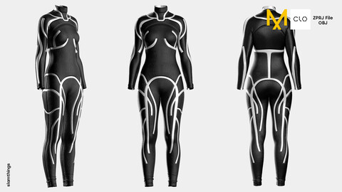 Streetwear Full Bodysuit #001 - Clo 3D / Marvelous Designer + FBX / DIGITAL FASHION / HYPEBEAST / FUTURE FASHION