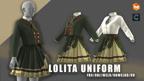 Lolita uniform/ lolita dress/clo3d