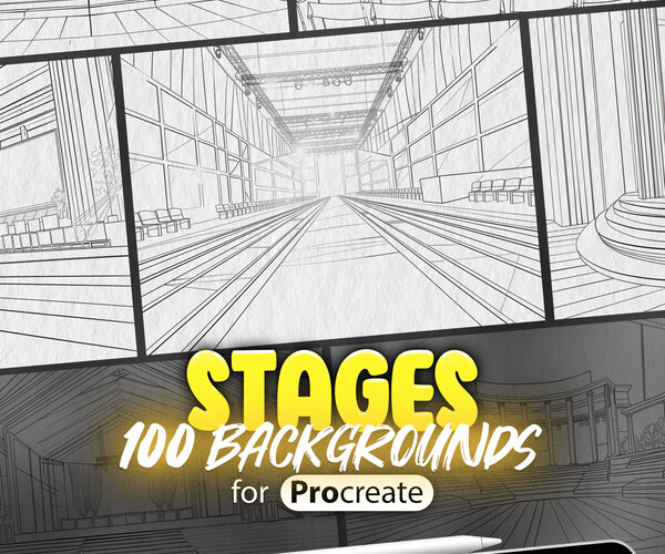 ArtStation - 100 Procreate Concert Stages Backgrounds Stamps ...