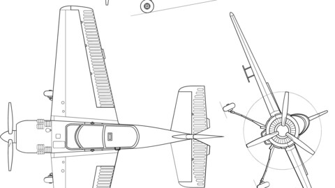 Yakovlev Yak-54 3-view-svg vector file