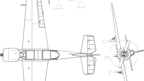 Yakovlev Yak-52 3-view svg vector file