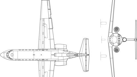 Yakovlev Yak-40 3-view svg vector file