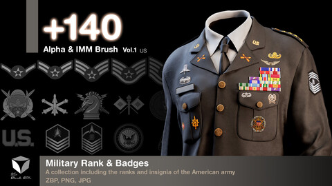 +140 Military Rank & Badges (Alpha-Brush) Vol.1 (US)