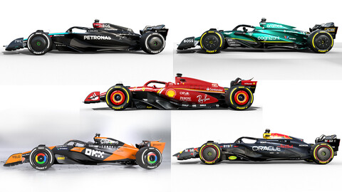 F1 2024 cars Pack ( Ferrari SF-24, Redbull RB-20, Aston Martin AMR-24,Mercedes W-15 , Mclaren MCL-38 )