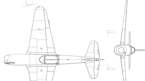 Yakovlev Yak-15 3-view svg vector file