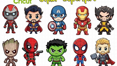 Chibi Marvel Superhero SVG, Baby Superhero Svg bundle, Cute Superheroes Avengers Clipart, Ironman, Captain america, Spiderman, Wolverine, Deadpool vector files