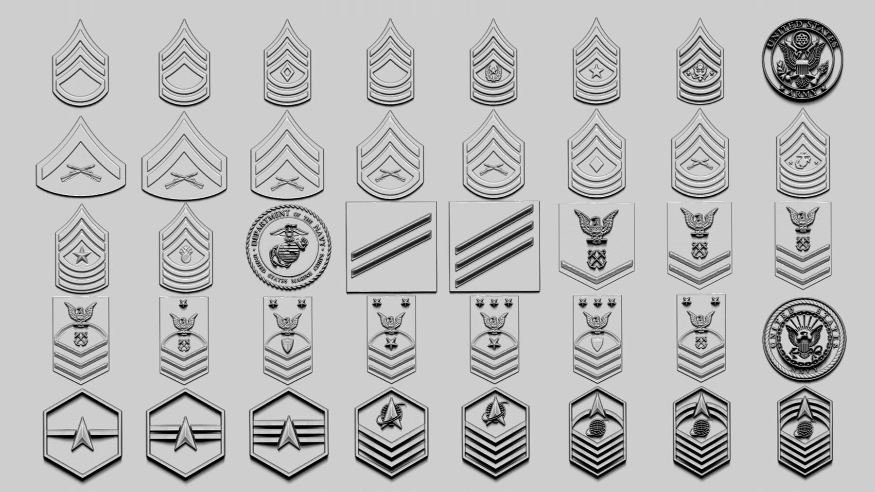 Artstation - +140 Military Rank & Badges (alpha-brush) Vol.1 (us) 