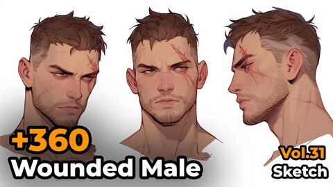 +360 Wounded Male Sketch Reference(4k)