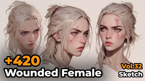 +420 Wounded Female Sketch Reference(4k)