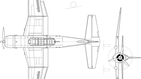 Vultee A-35 Vengeance 3-view-svg vector file