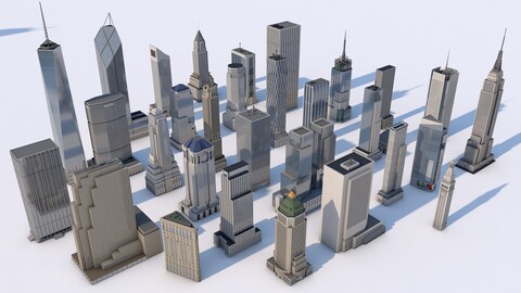 30 NYC Skyscrapers Buildings 3D Model Download