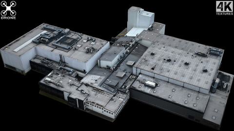 factory industrial buildings terrain dronescan