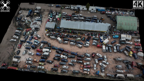 cars wreckage terrain dronescan