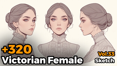 +320 Victorian Female Sketch Reference(4k)