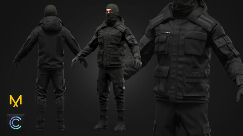 Tactical Uniform for men (MD/ Clo3d zprj project + fbx + obj)