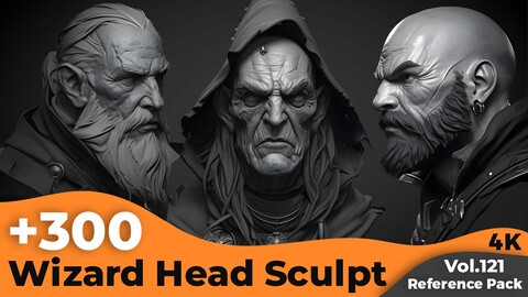 +300 Wizard Head Sculpt References(4k)