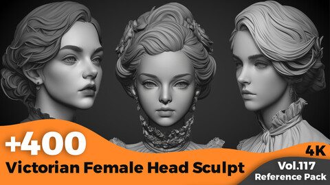 +400 Victorian Female Head Sculpt References(4k)