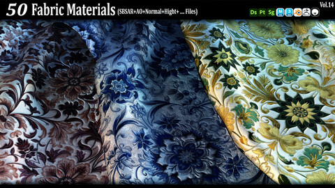 50 Fabric And Guipure Materials (SBSAR+AO+NRM+Hight+...) Vol14