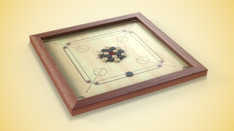 Carrom Board Low-poly 3D model