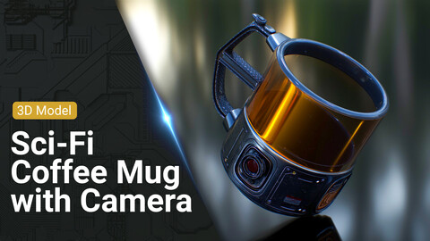 Sci Fi Mug with Camera Low-poly 3D model