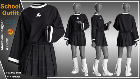 School Outfit (ZPRJ, FBX, OBJ, DXF, PDF)