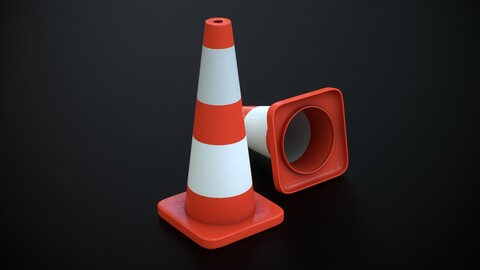 Traffic Cone Low-poly 3D model