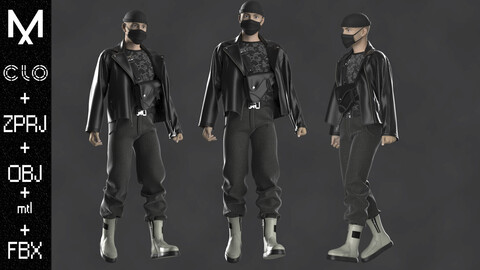 URBAN Outfit Male Marvelous designer Clo3d OBJ mtl FBX ZPRJ