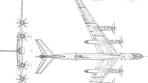 Tupolev Tu-95MS 3-view-svg vector file