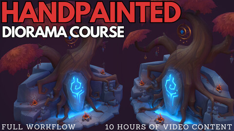 Handpaint Diorama Course[FULL WORKFLOW - Design, Modeling, Hand Paint Textures, Rendering]