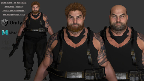 AAA 3D REALISTIC MAN CHARACTER - FAT SHOOTER / ACTION HEROES GTA