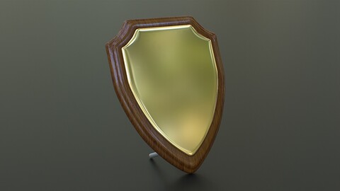 Polished Wood Plaque Shield Low-poly 3D model