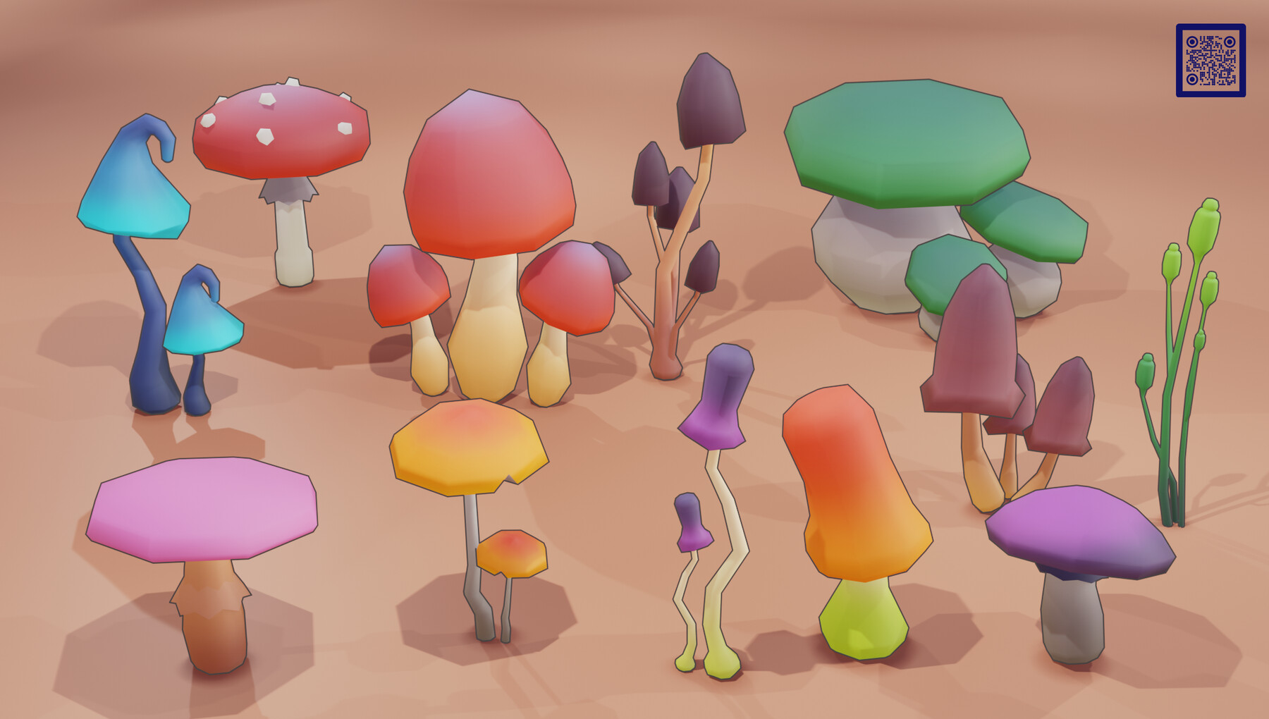 ArtStation - Stylized Low Poly Mushrooms Pack 01 | Game Assets