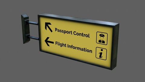 Airport Sign Board 001 Low-poly 3D model