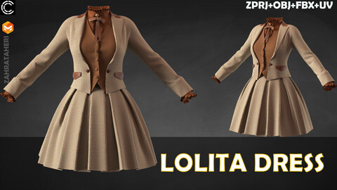 LOLITA DRESS (Clo3D Project + OBJ +FBX)