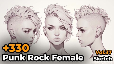 +330 Punk Rock Female Sketch Reference(4k)