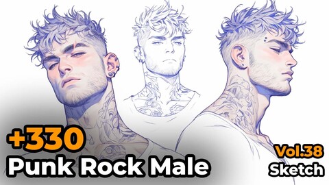 +330 Punk Rock Male Sketch Reference(4k)