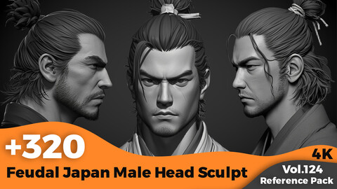 +320 Feudal Japan Male Head Sculpt References(4k)